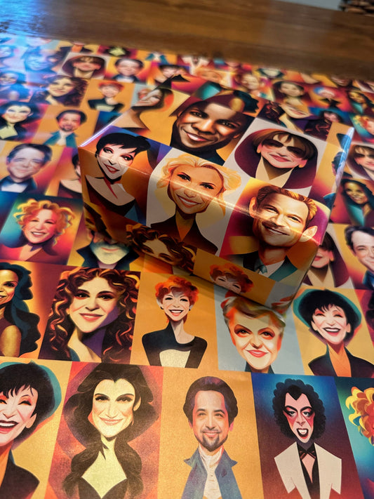Broadway Star Caricature Wrapping Paper