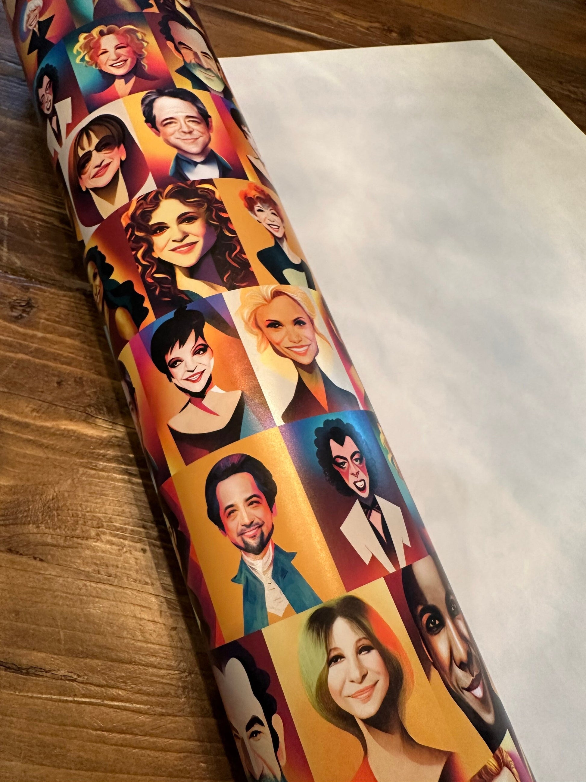 Broadway Star Caricature Wrapping Paper